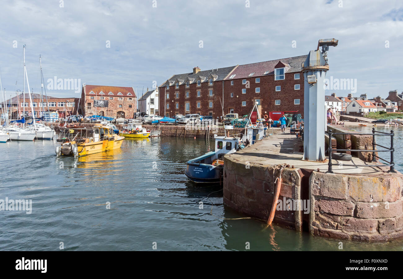 Der Hafen in North Berwick East Lothian Schottland mit Fischerboot aus einem Angeltag Stockfoto