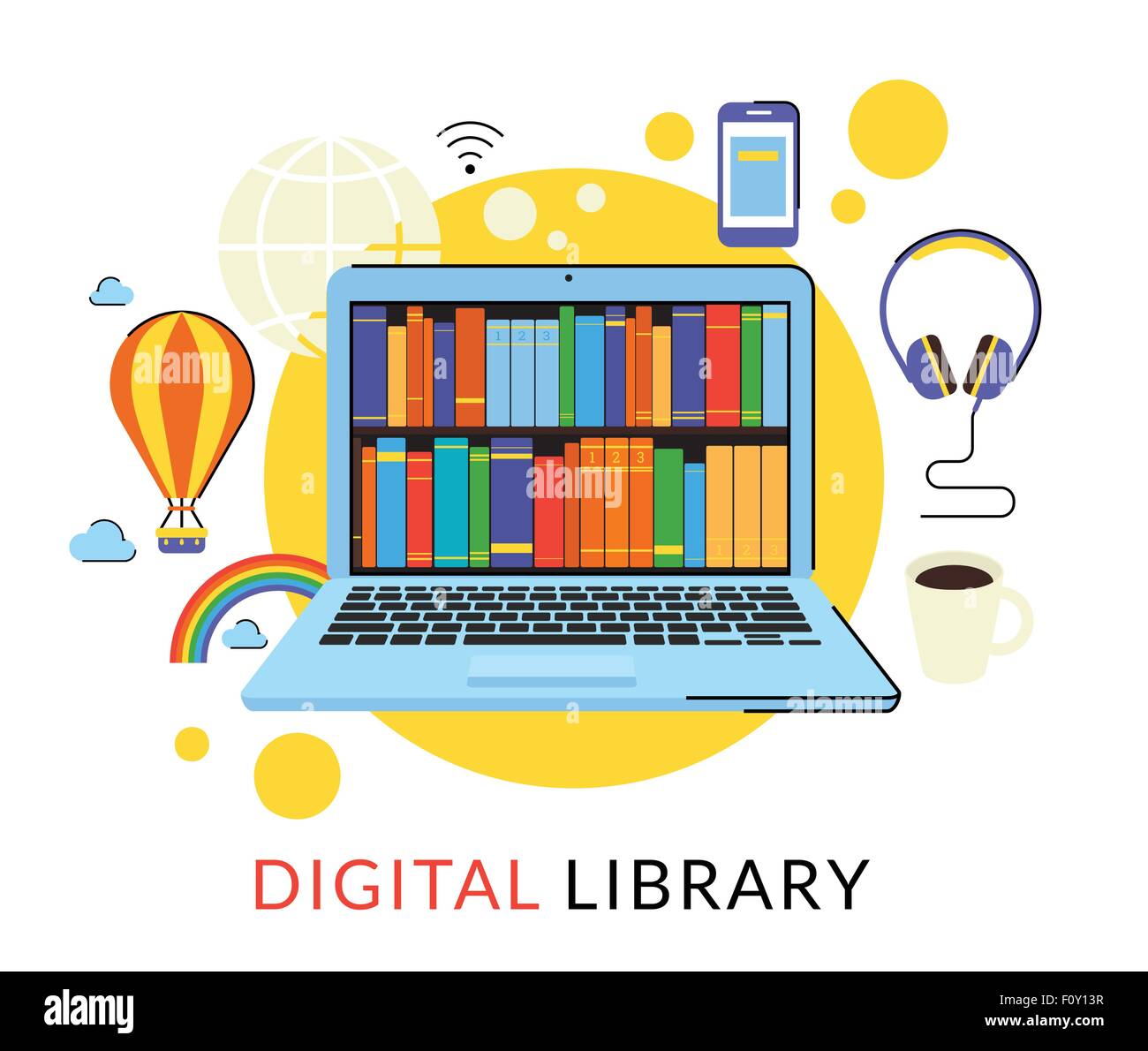 Laptop mit eBooks Stock Vektor