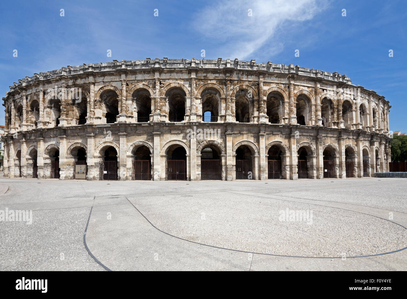 Die Arena von Nîmes ist ein römisches Amphitheater in der französischen Stadt Nîmes gefunden. Stockfoto