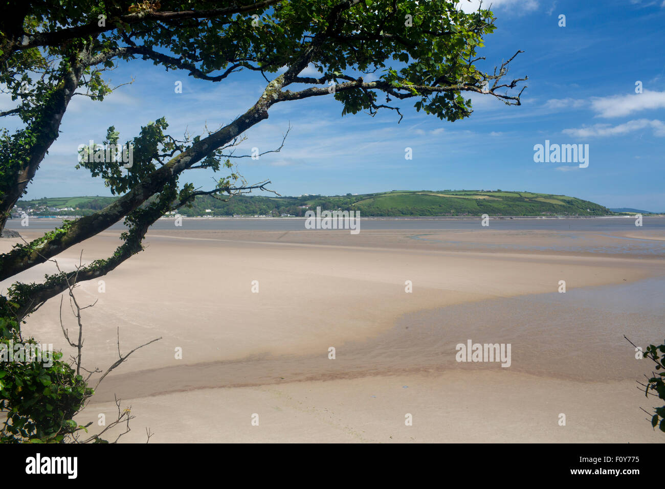 Scotts Bay Strandblick über Tywi Towy Mündung Llansteffan Carmarthenshire South Wales UK Stockfoto