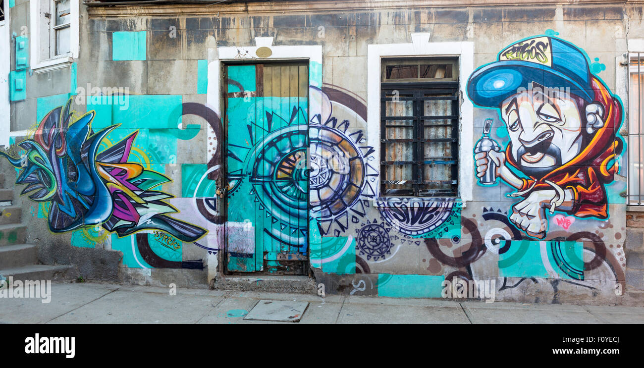 Street-Art, Graffiti, in Valparaiso, Chile Stockfoto
