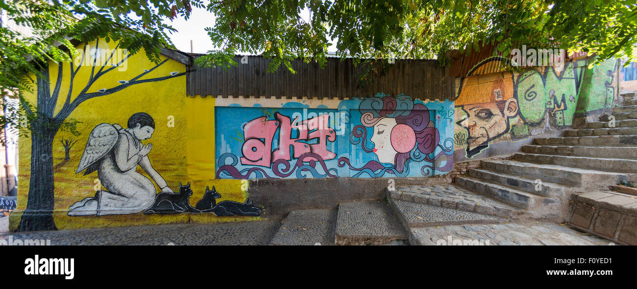 Street-Art, Graffiti, in Valparaiso, Chile Stockfoto
