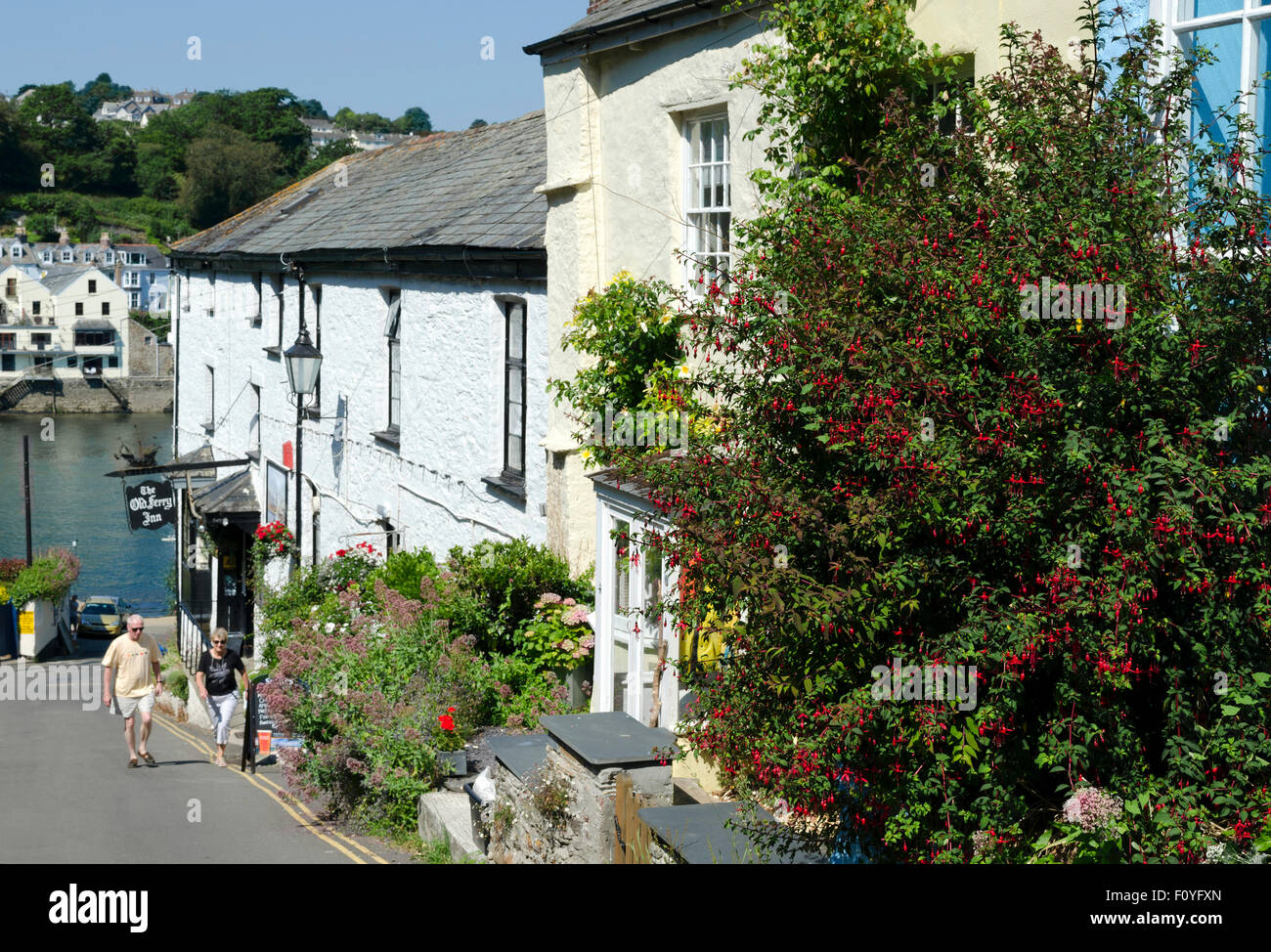 Das Dorf Bodinnick in der Nähe von Fowey in Cornwall, Großbritannien Stockfoto