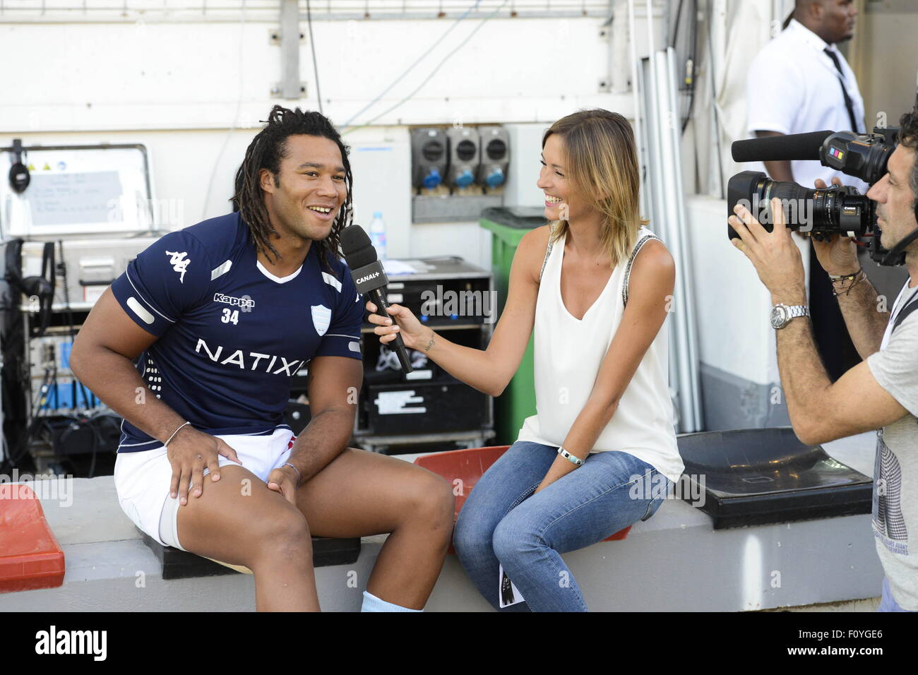 Teddy THOMAS/Isabelle Ithurburu - 21.08.2015 - Toulon/Racing 92 - 1ere Journee Top 14. Foto: Agence schöner Presse/Icon Sport Stockfoto