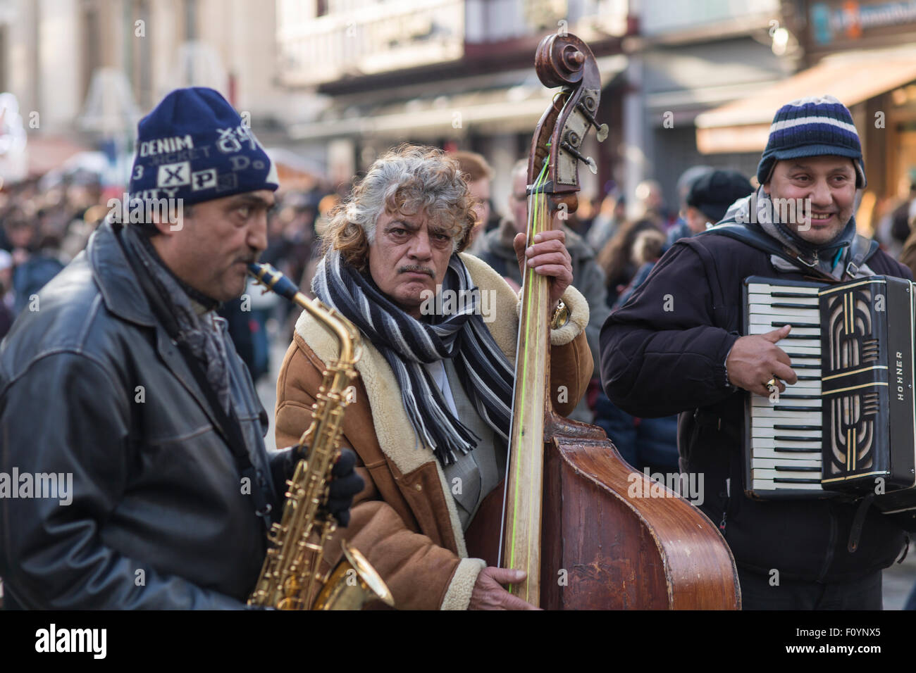 Straßenmusiker, Brüssel, Belgien Stockfoto
