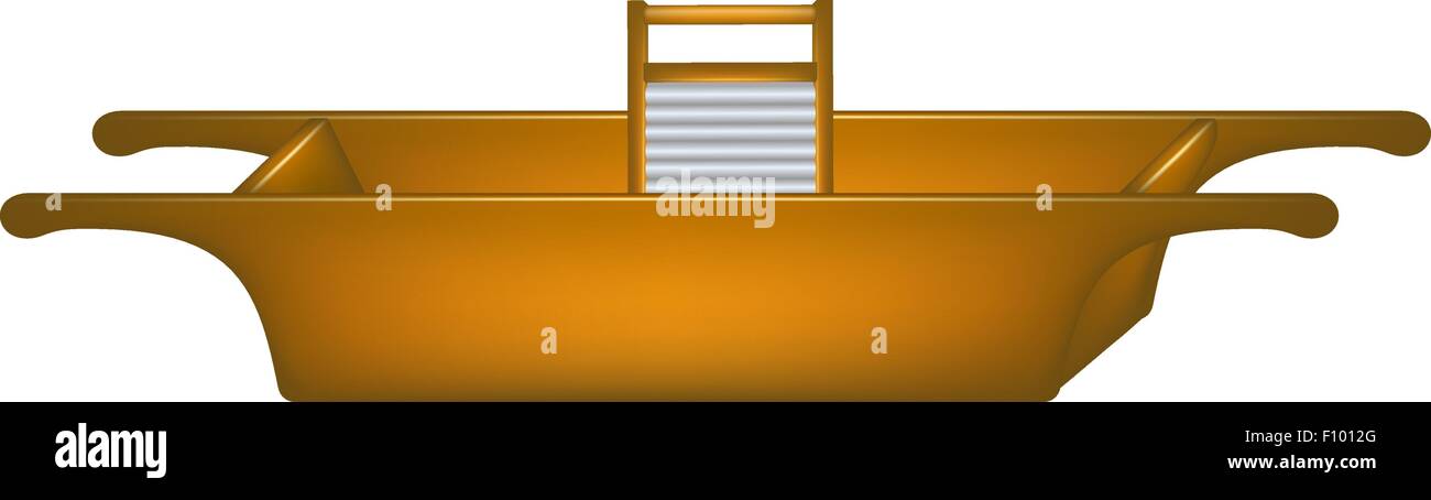 Alte hölzerne Waschzuber und hölzernen Waschbrett Stock Vektor