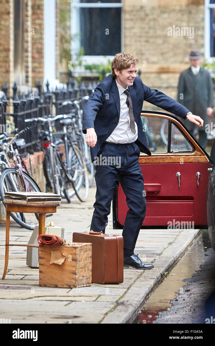 Verfilmung von ITV Drama Endeavour in Oxford mit dem Schauspieler Shaun Evans. Stockfoto