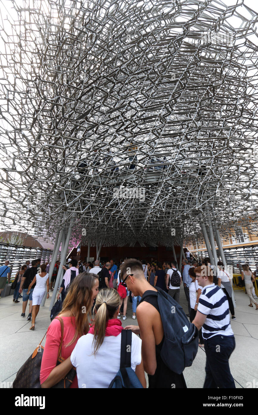 Bienenkorb-Skulptur an den britischen Pavillon, Mailand Expo 2015, Mailand, Italien Stockfoto