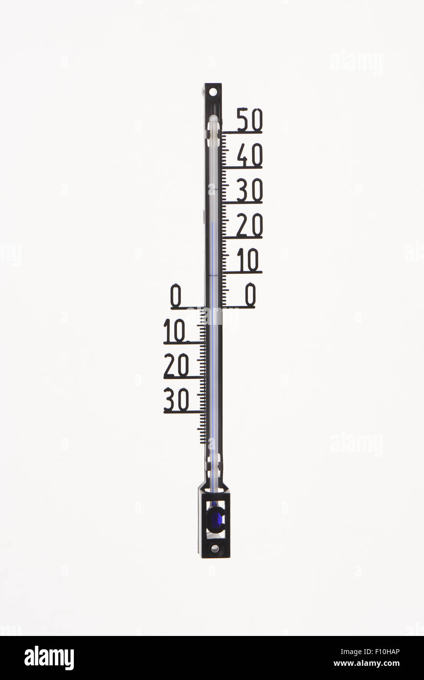 Thermometer mit Celsius Skala isolierten auf weißen Hintergrund Stockfoto