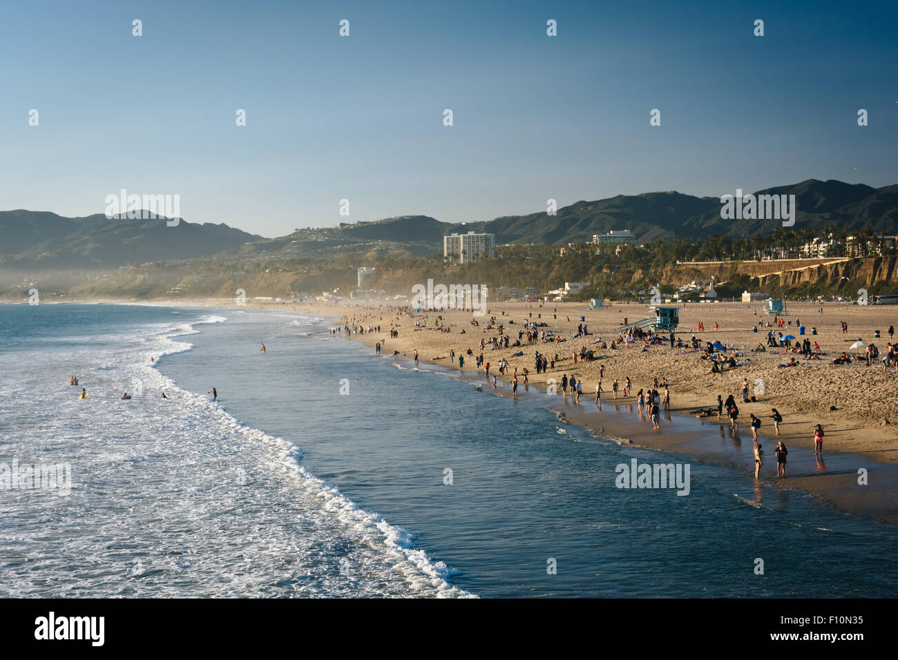 Blick auf den Strand in Santa Monica, Kalifornien. Stockfoto