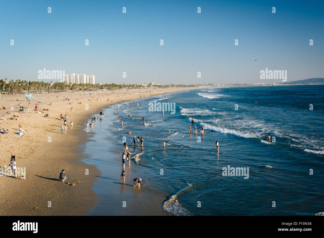 Blick auf den Strand in Santa Monica, Kalifornien. Stockfoto