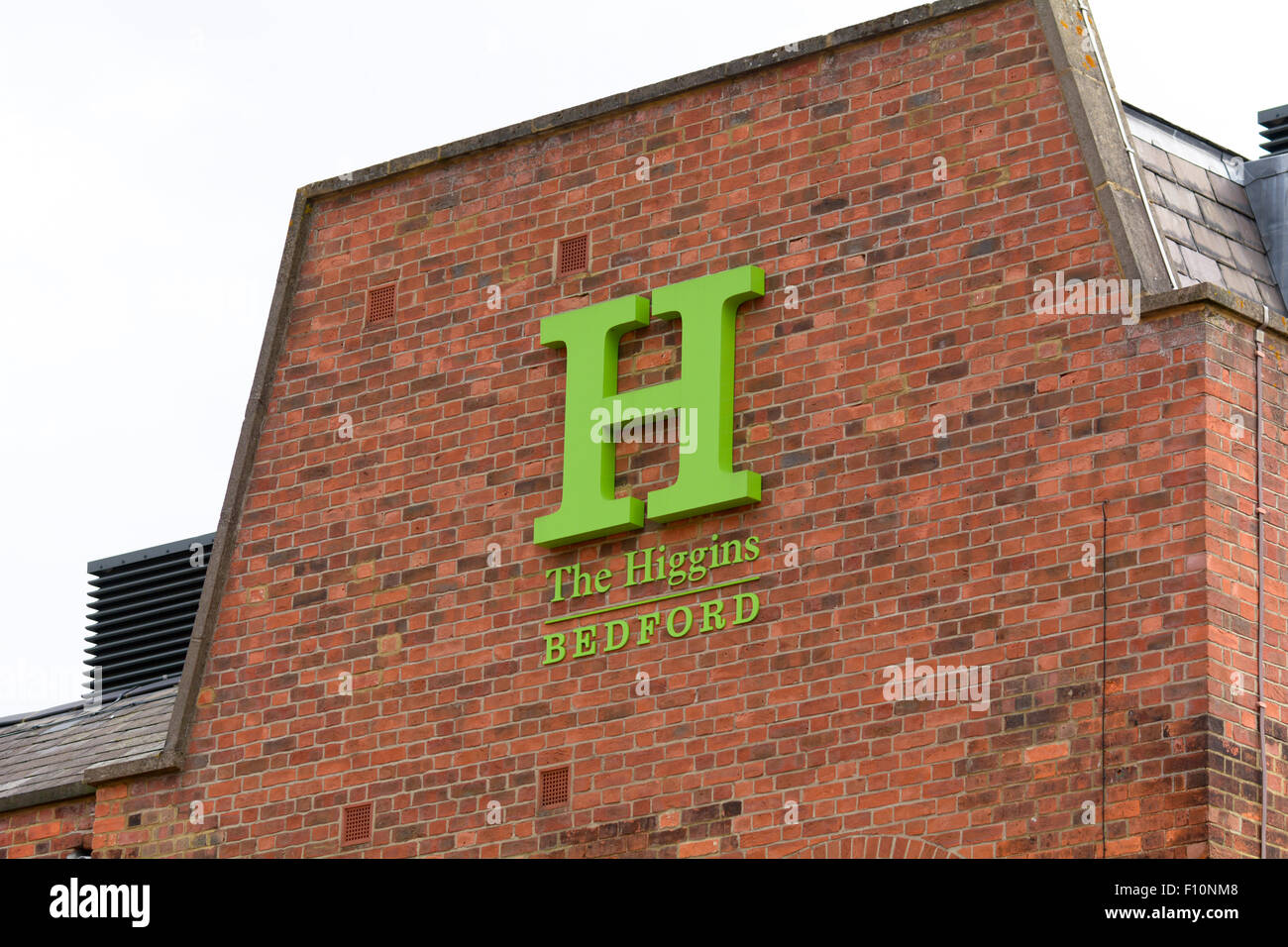Higgins-Museum und Galerie Zeichen und Logos in Bedford, Bedfordshire, England Stockfoto
