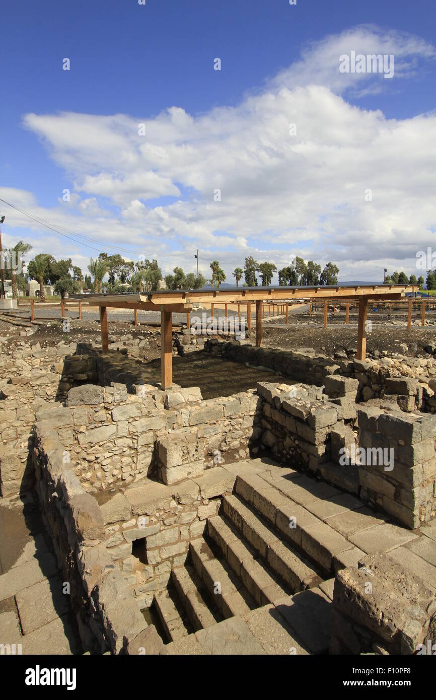 Israel, einer 2000 Jahre alten Mikwe im archäologischen Park in Magdala Mitte vom See Genezareth Stockfoto