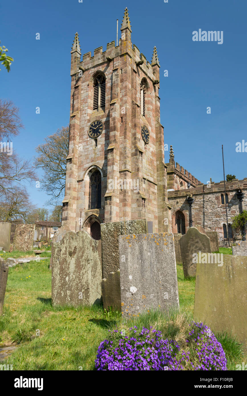 St Giles Kirche, Hartington, Peak District National Park, Derbyshire, England, Vereinigtes Königreich. Stockfoto