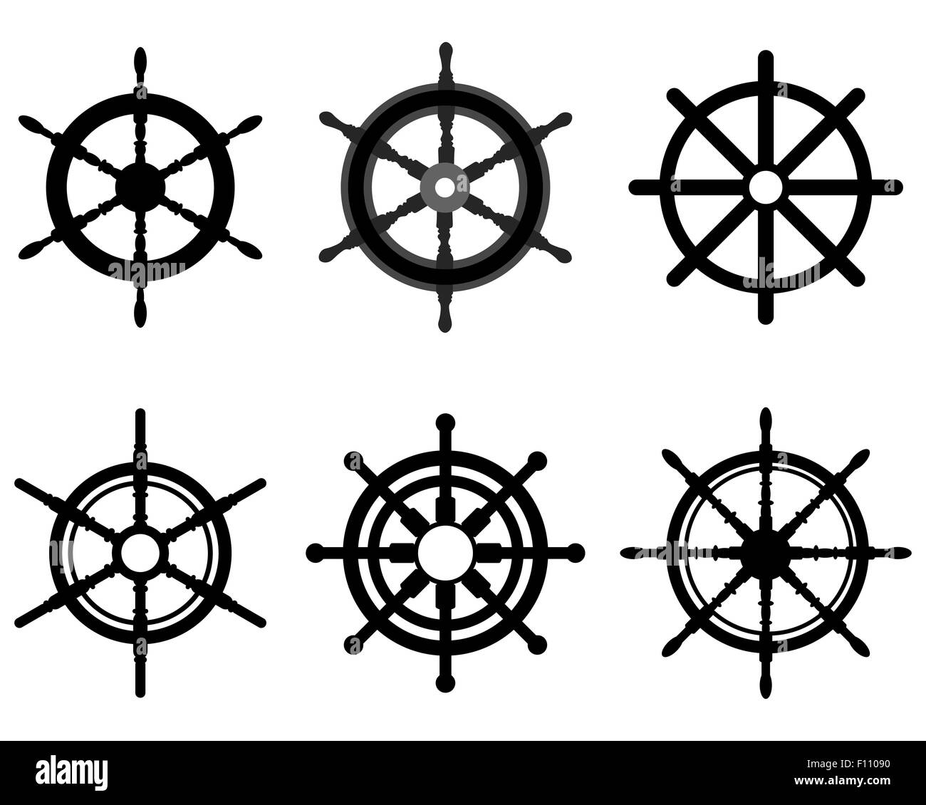 Schwarze Silhouetten der Ruder, Vektor Stockfoto