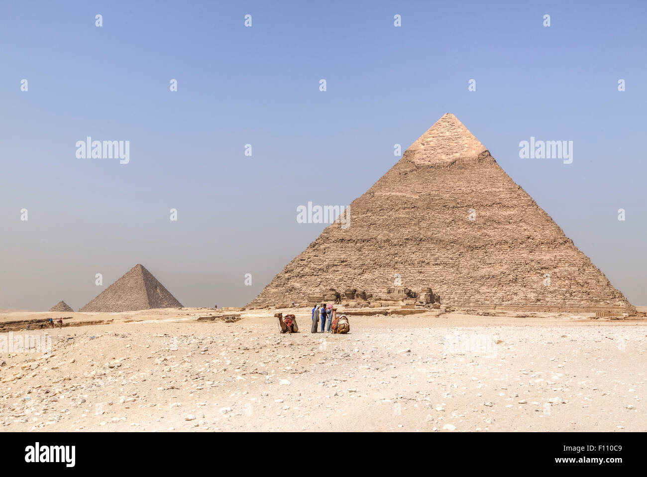 Großen Pyramiden von Giza, Gizeh, Kairo, Ägypten, Afrika Stockfoto