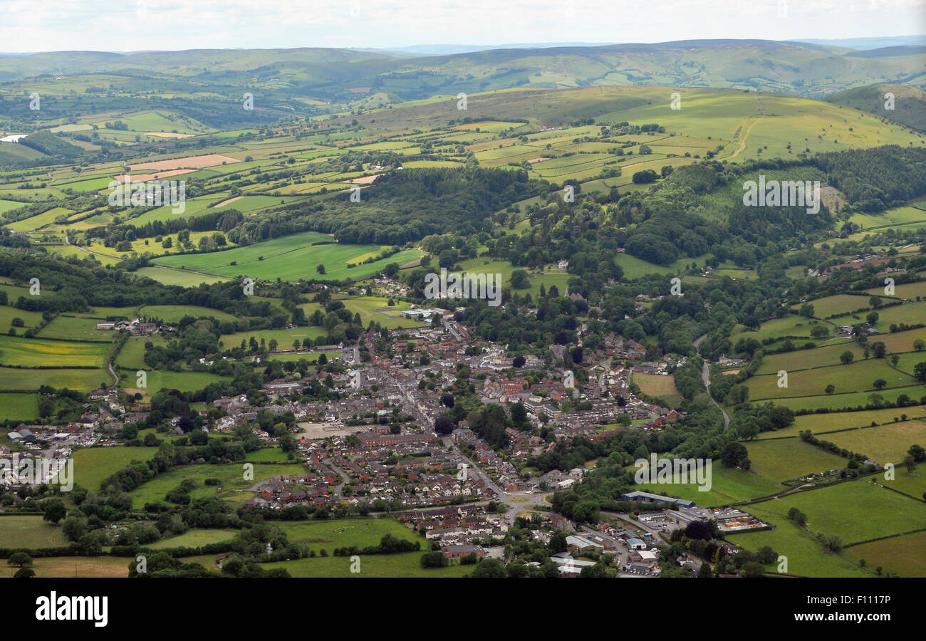 Kington, Herefordshire, aus der Luft entnommen. Stockfoto