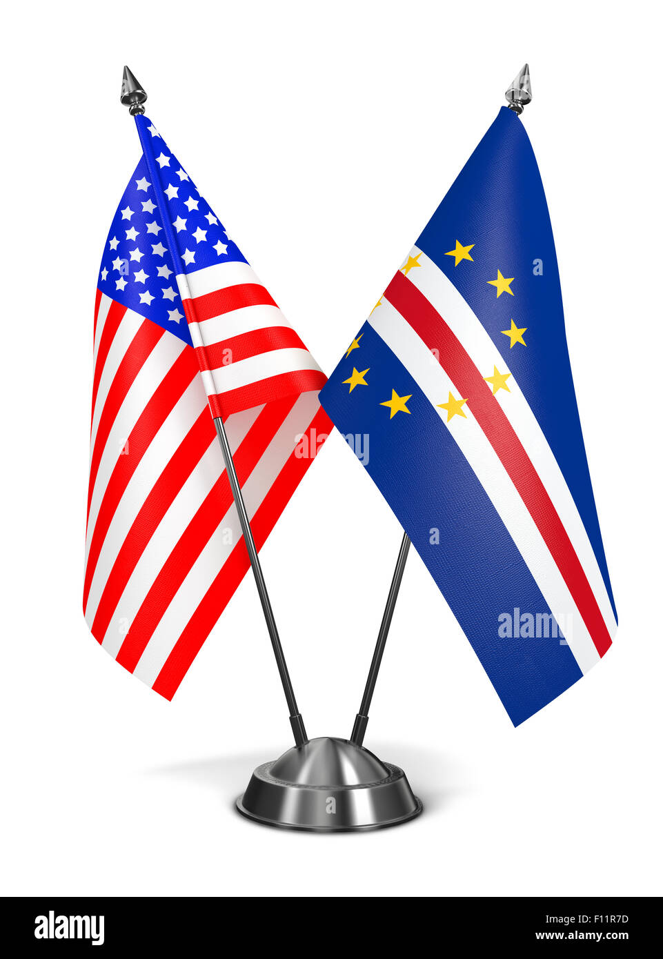 USA und Kap Verde - Miniatur-Flags. Stockfoto