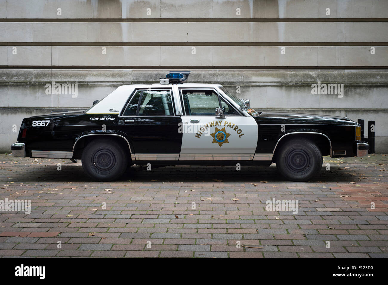 Klassische California Highway Patrol Polizeiauto. Stockfoto