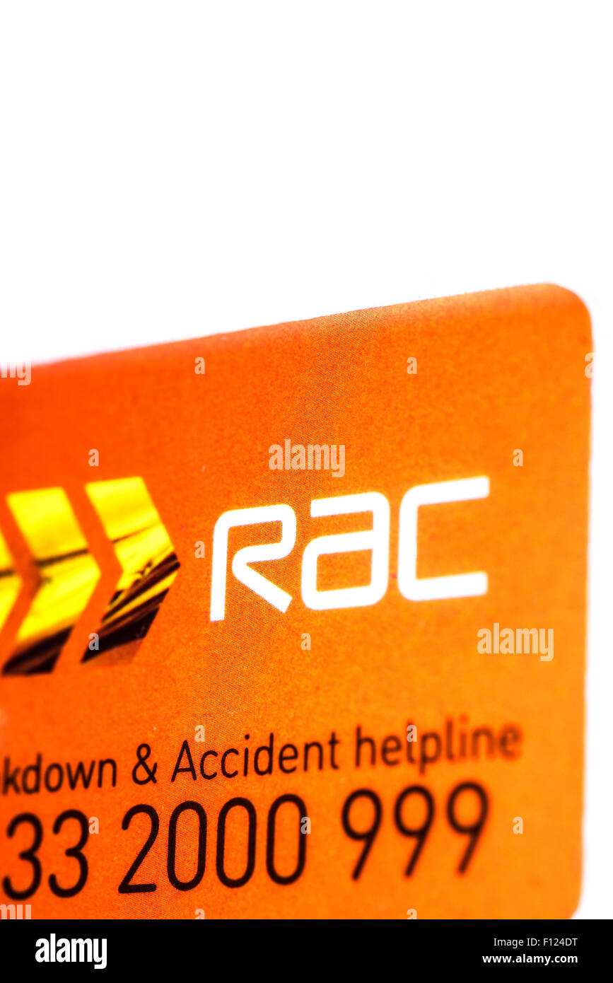Ein RAC-Schlüsselanhänger mit Telefonauskunft für Gebrauch, wenn Sie brechen Stockfoto