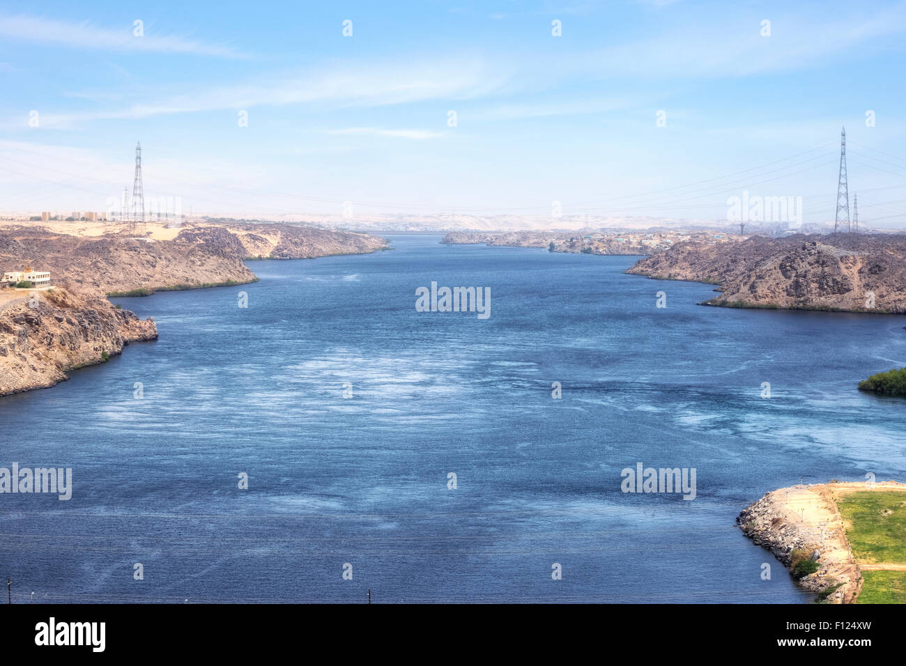 Nil, gesehen von der Assuan-Staudamm, Ägypten, Afrika Stockfoto