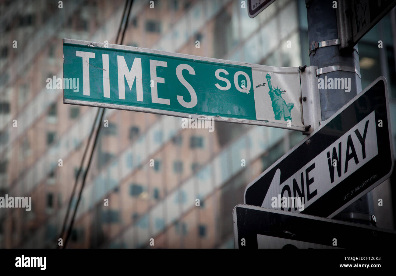 Straßenschild der Times Square in New York City Stockfoto