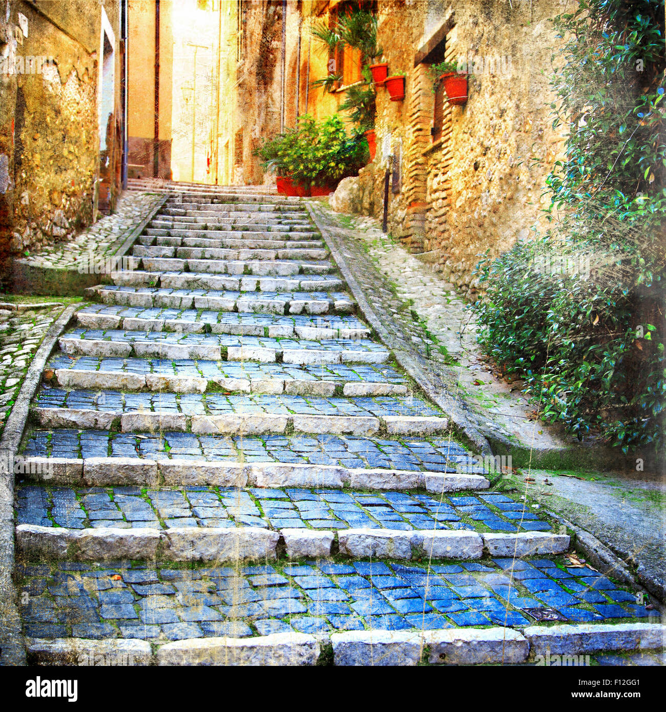 authentische italienische Dörfer - mittelalterliche Casperia Rieti Provinz Stockfoto