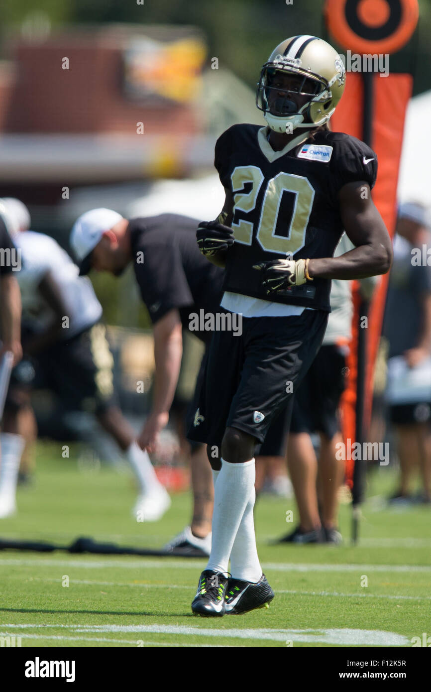 New Orleans, Louisiana, USA. 25. August 2015. New Orleans Saints defensive zurück Brian Dixon (20), während die New Orleans Saints-Trainingslager in der New Orleans Saints Schulungseinrichtung in New Orleans, Louisiana Stephen Lew/CSM/Alamy Live-Nachrichten Stockfoto