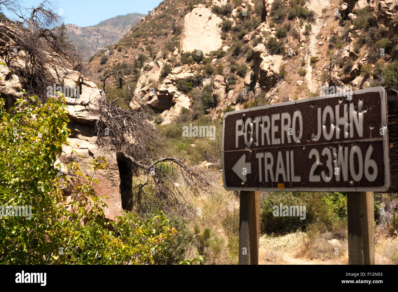 Wegweiser zum Potrero John Trail im Los Padres National Forest Kalifornien USA Stockfoto
