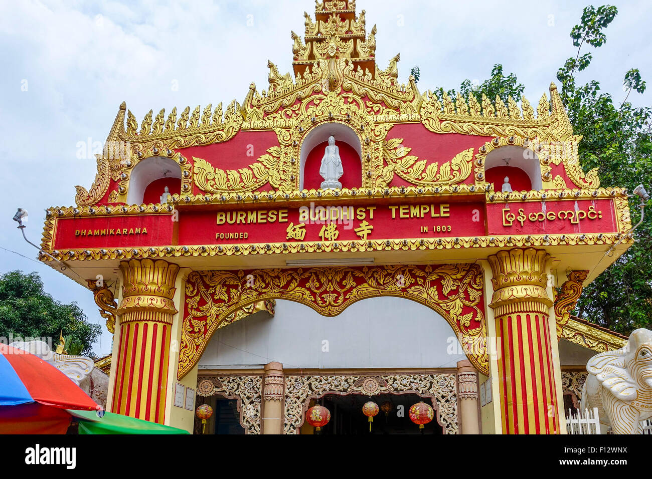 Dhammikarama Burmesen buddhistische Tempel, Penang, Malaysia Stockfoto
