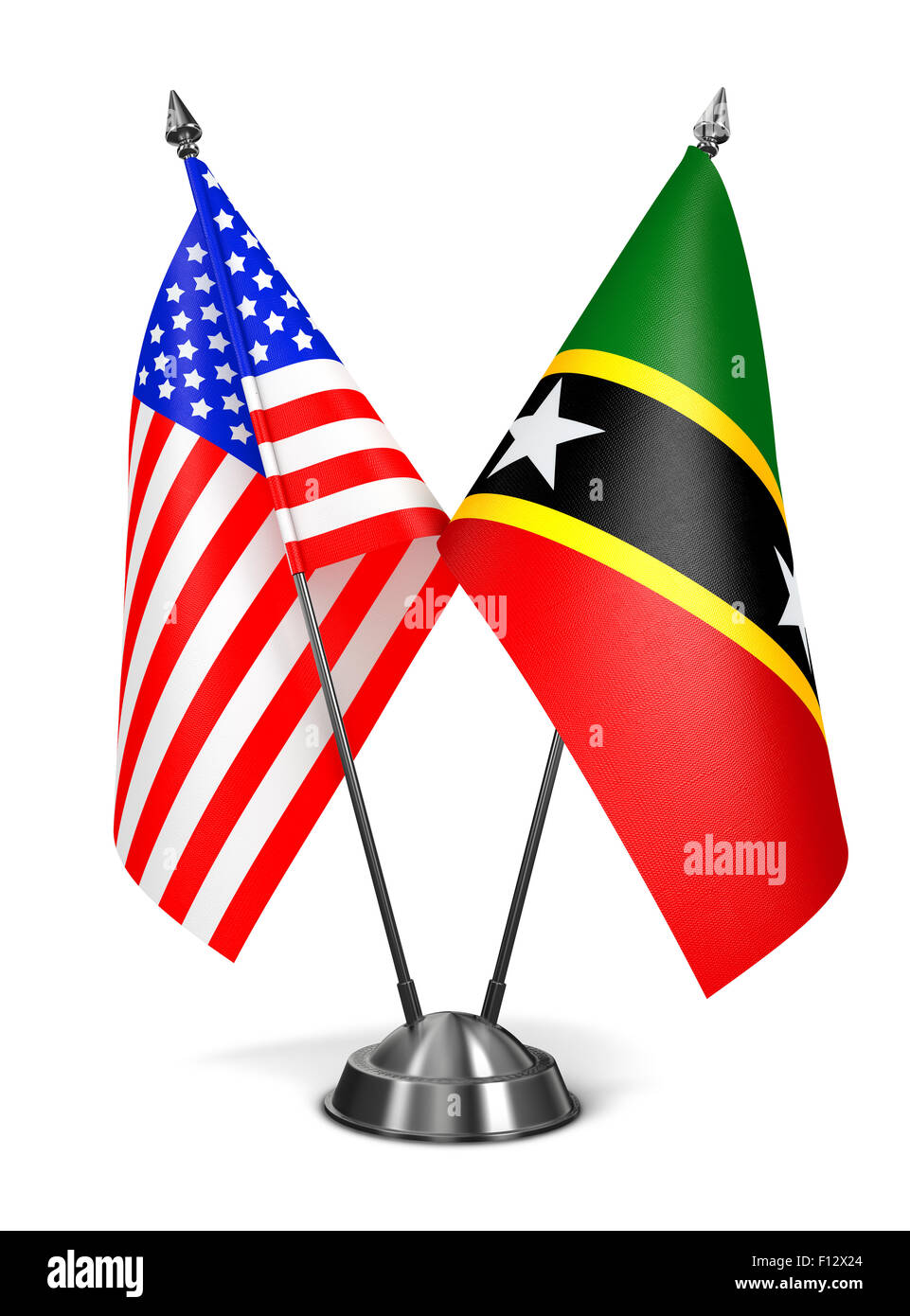 USA, St. Kitts und Nevis - Miniatur-Flags. Stockfoto