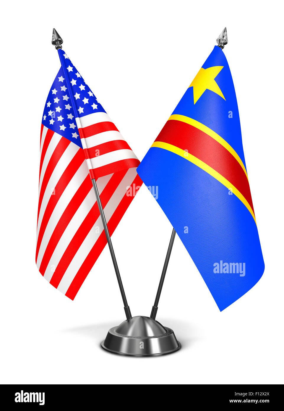 USA und demokratische Republik Kongo - Miniatur-Flags. Stockfoto