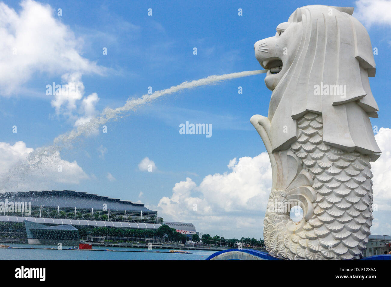 Der Merlion, Symbol für die Stadt Singapur, Singapore River, Marina Bay Stockfoto