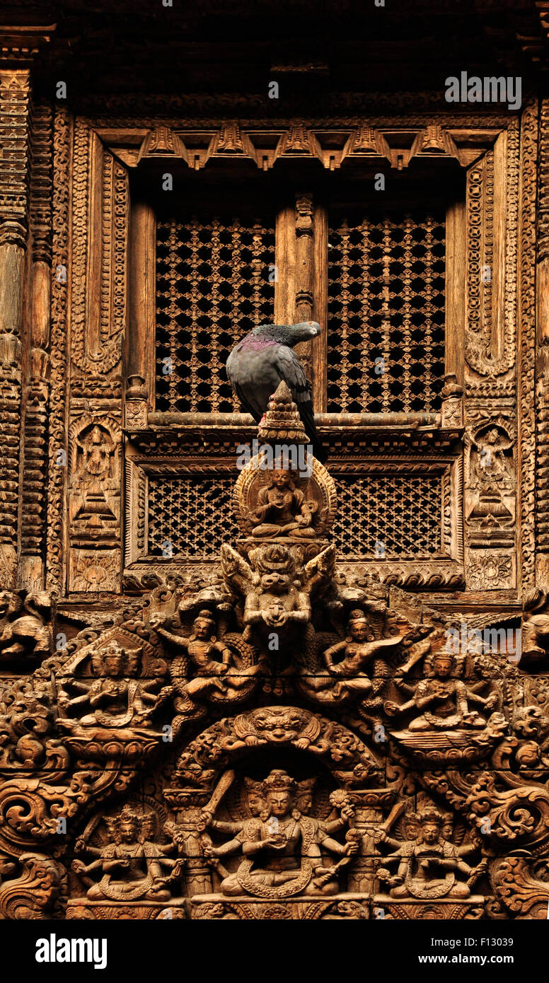 Einen bezaubernden Kunstwerk architektonische Erbe Tempelkomplex von Nepa Ina und um Kathmandu. Die handgefertigten Holz s Stockfoto
