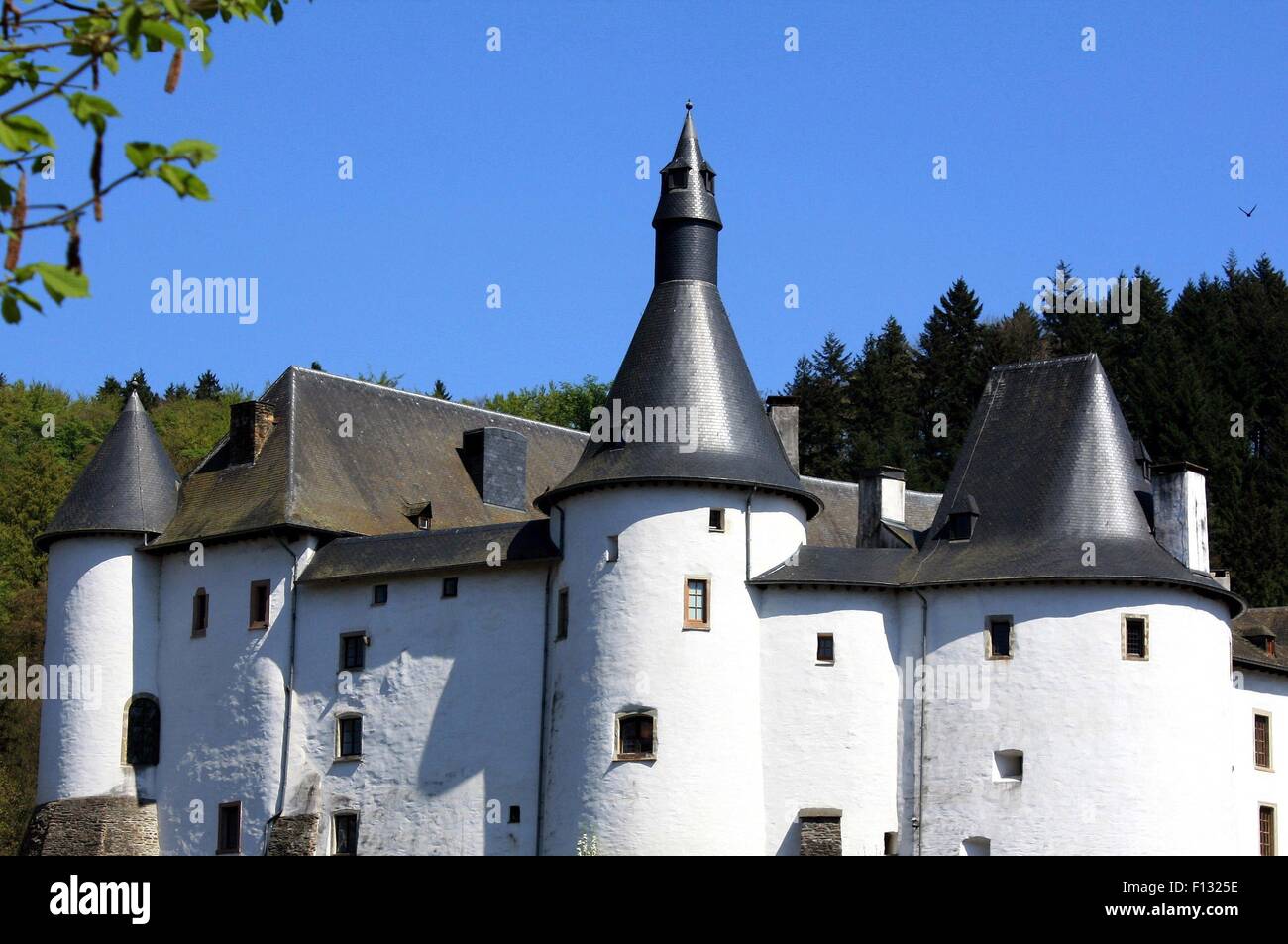 Clervaux. 21. April 2009. Schloss von Clervaux aus 12. Jahrhundert in Clervaux. Luxemburg Stockfoto