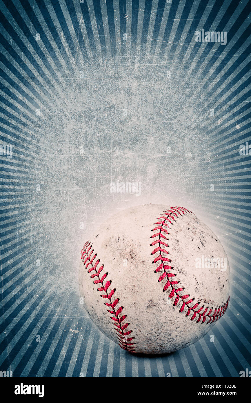 Vintage-blauen Hintergrund mit Baseball und Kopie. Stockfoto