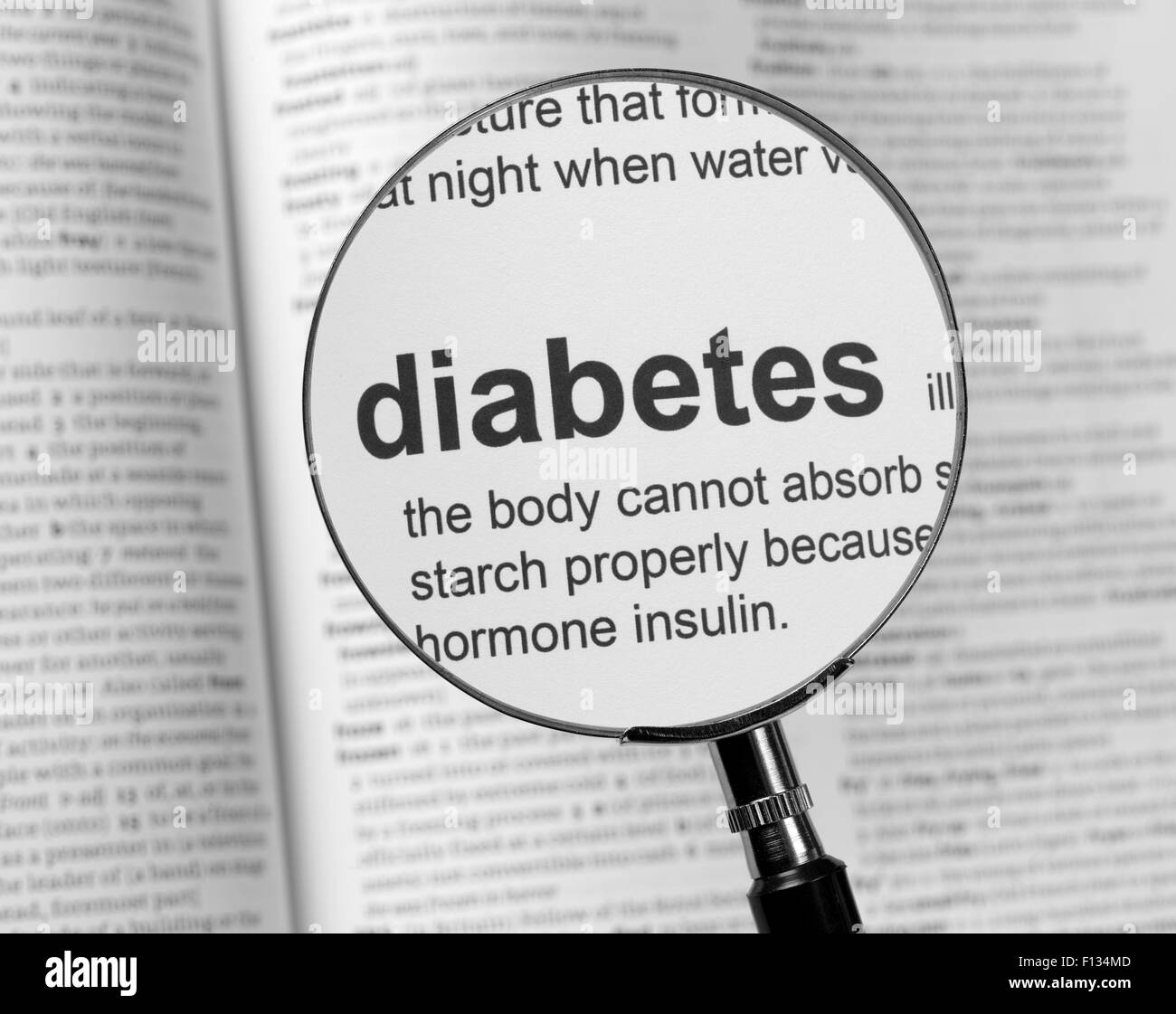 Wörterbuch, die Hervorhebung von Diabetes Stockfoto