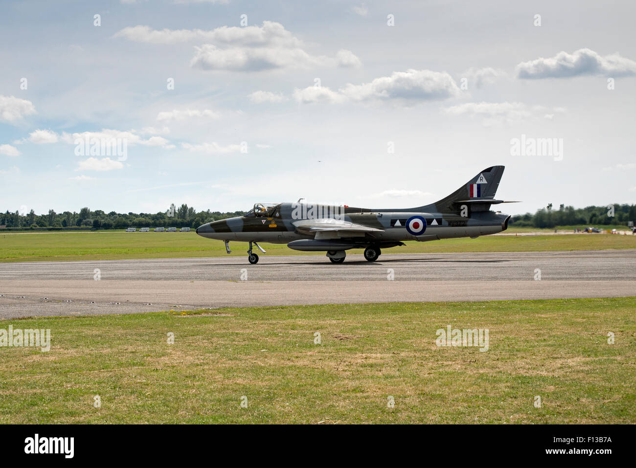 Hawker Hunter Jet bei Essex Flugplatz abheben wird vorbereitet Stockfoto