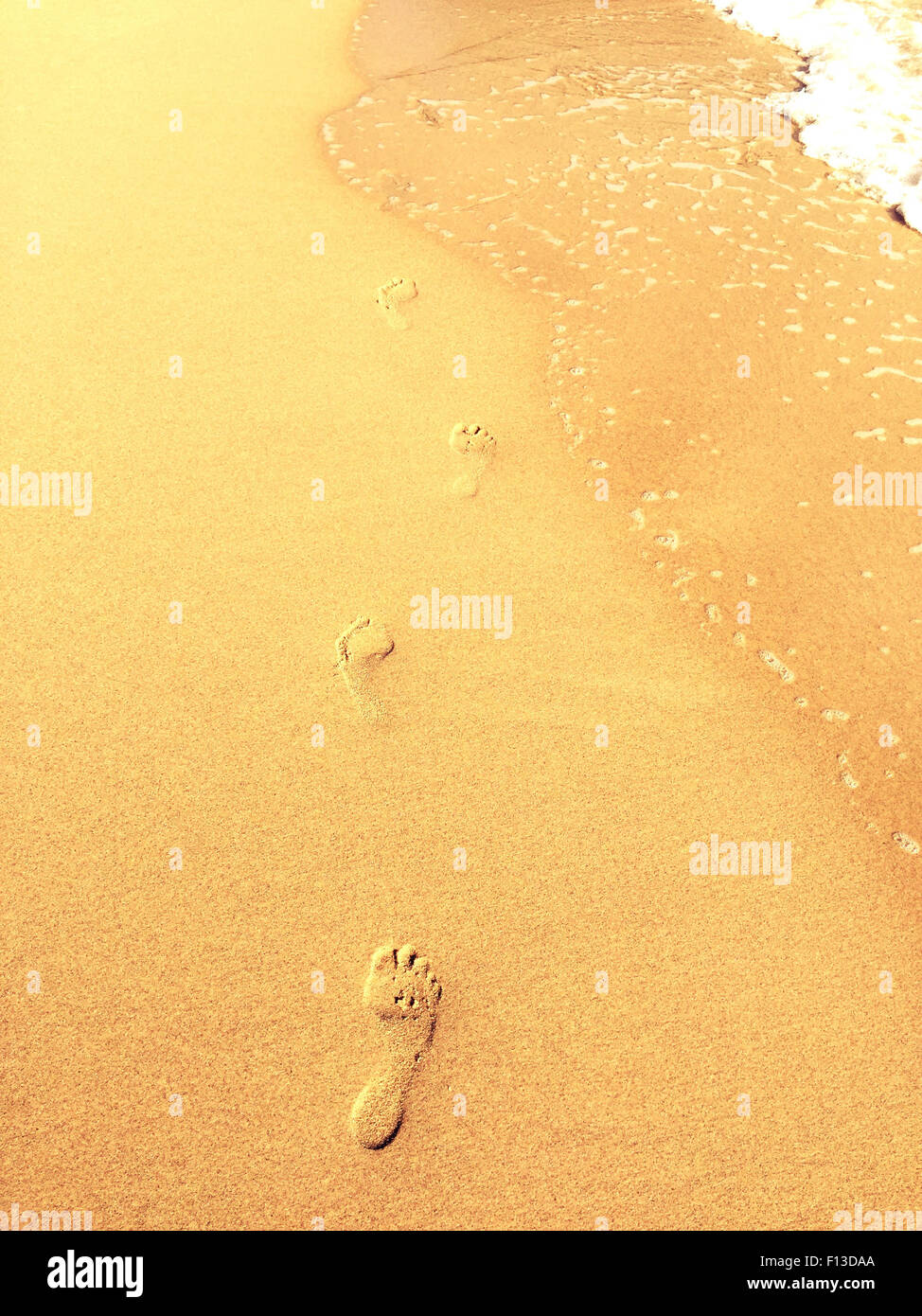 Footprints in the sand vertical -Fotos und -Bildmaterial in hoher ...