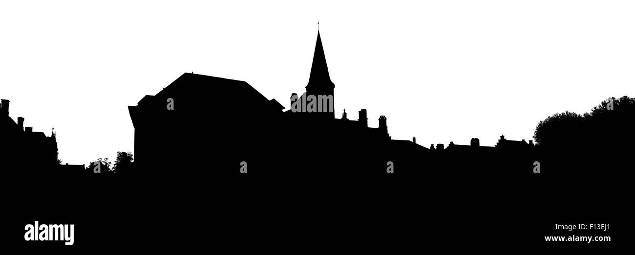 Brügge alte Skyline monochrome Stadtsilhouette Stockfoto