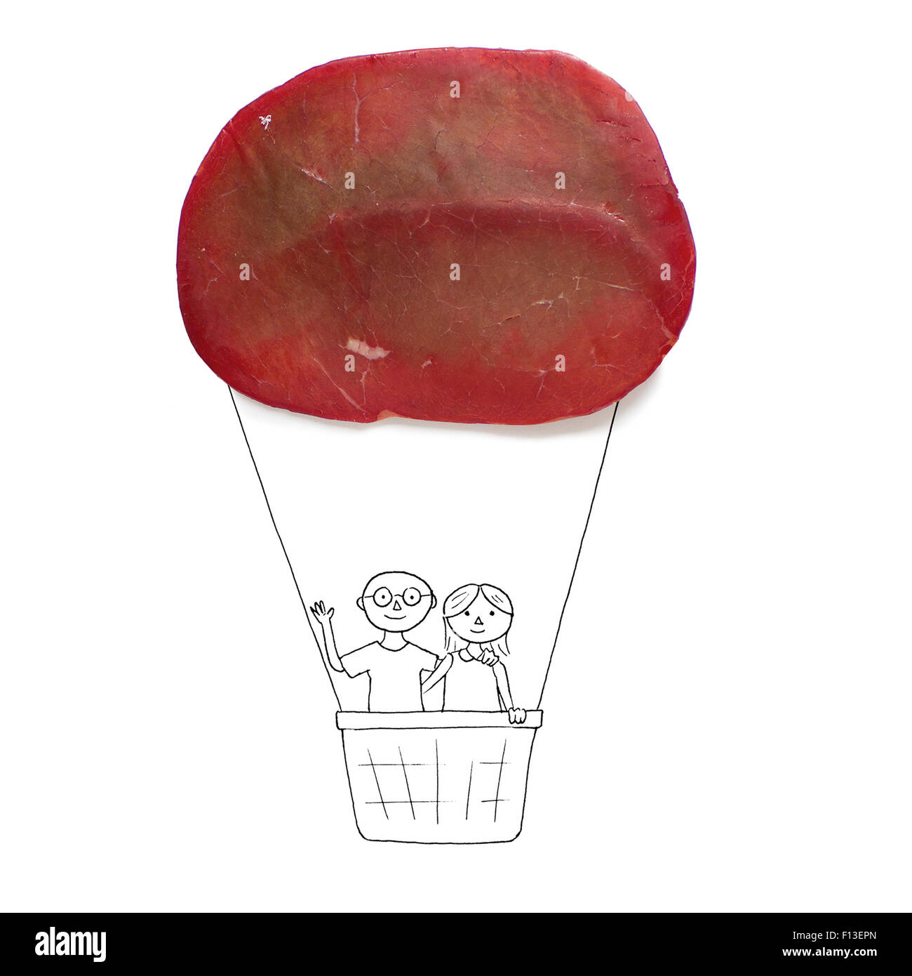 Begriffspaar in einem Heißluftballon Stockfoto