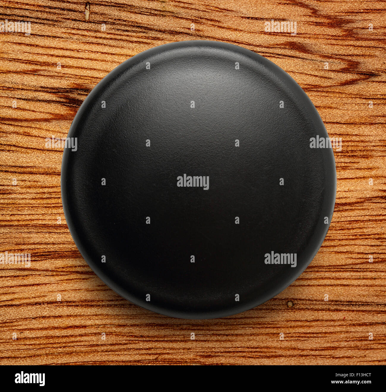 Blanko schwarz Runde Abzeichen auf Hintergrund Stockfoto