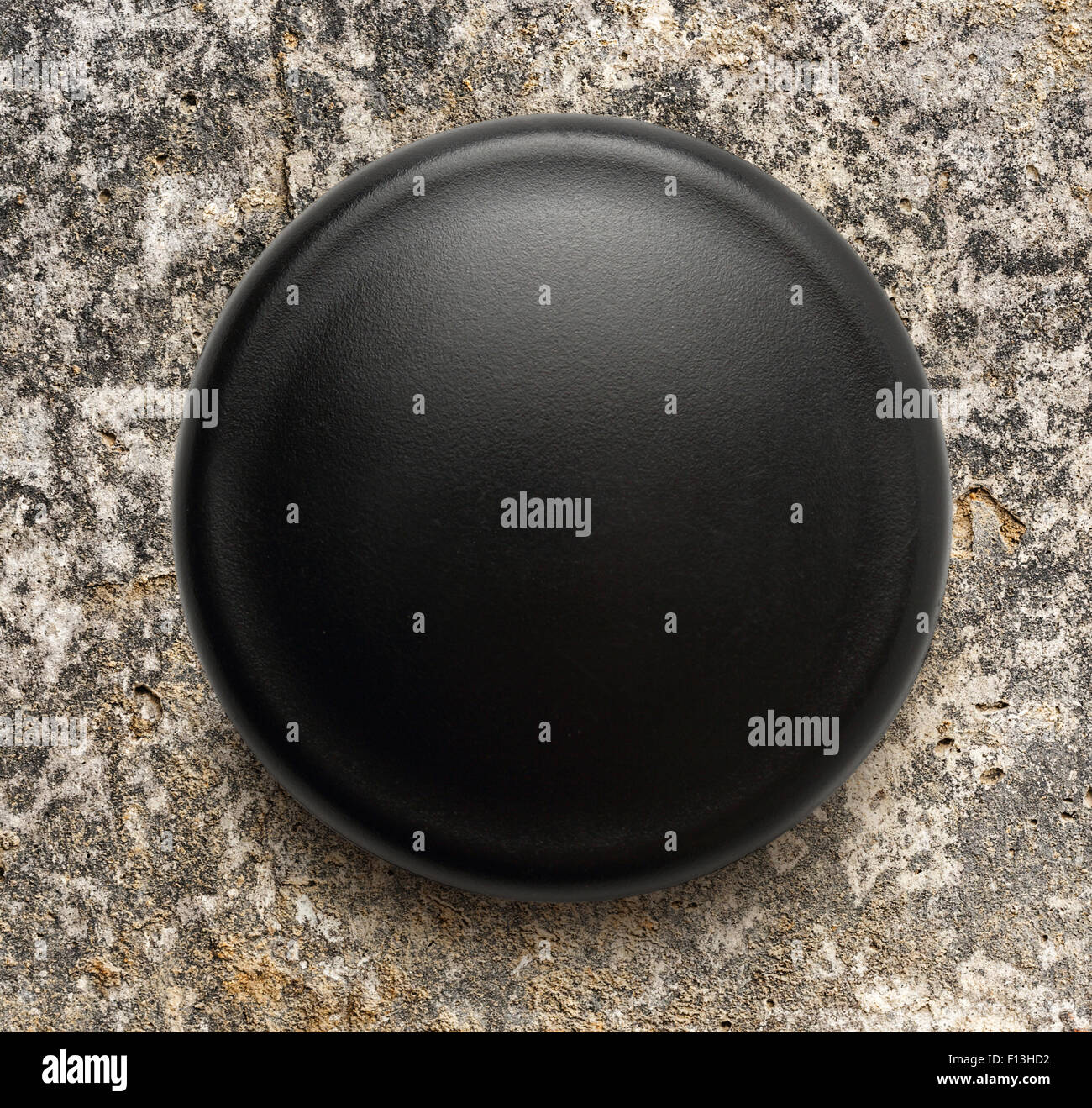 Blanko schwarz Runde Abzeichen auf Hintergrund Stockfoto