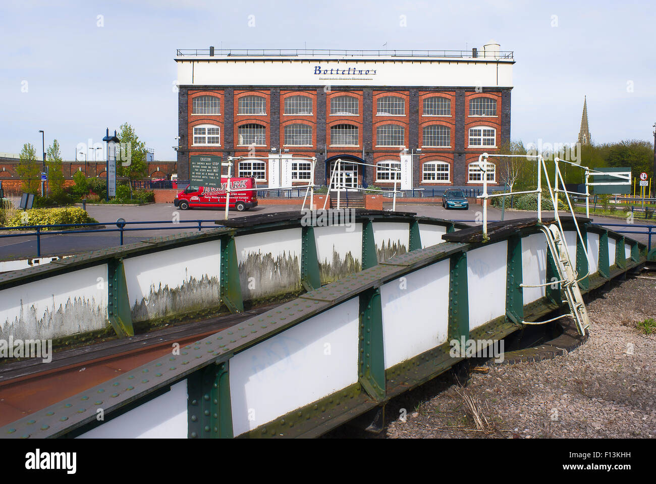 Alten GWR-Eisenbahn-Drehscheibe beibehalten als historische Feature in Swindon Wiltshire einer ehemaligen großen Eisenbahnerstadt Fertigung Stockfoto