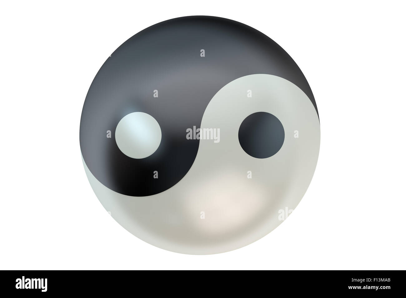 Yin-Yang-Symbol isoliert auf weißem Hintergrund Stockfoto