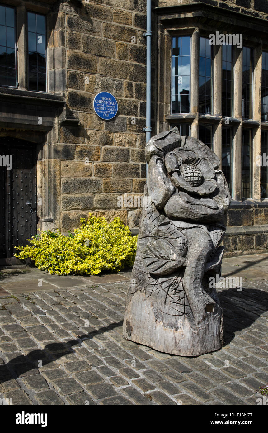 Thomas chippendale blaue Plakette Yorkshire rose Denkmal otley Stockfoto