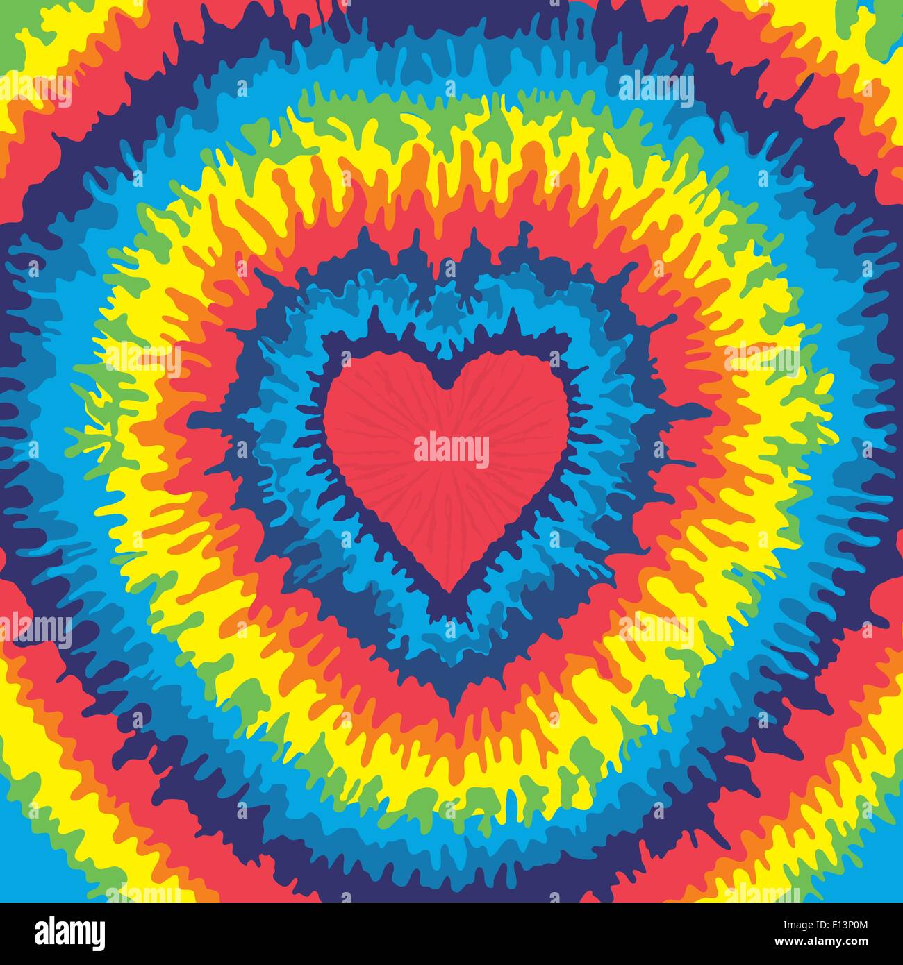 Herz, Liebe, Rainbow Tie Dye Hintergrund Stock Vektor