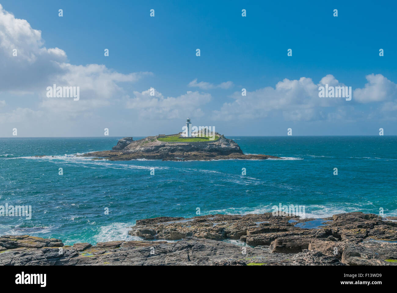 Leuchtturm von Godrevy nr St Ives Cornwall England Stockfoto