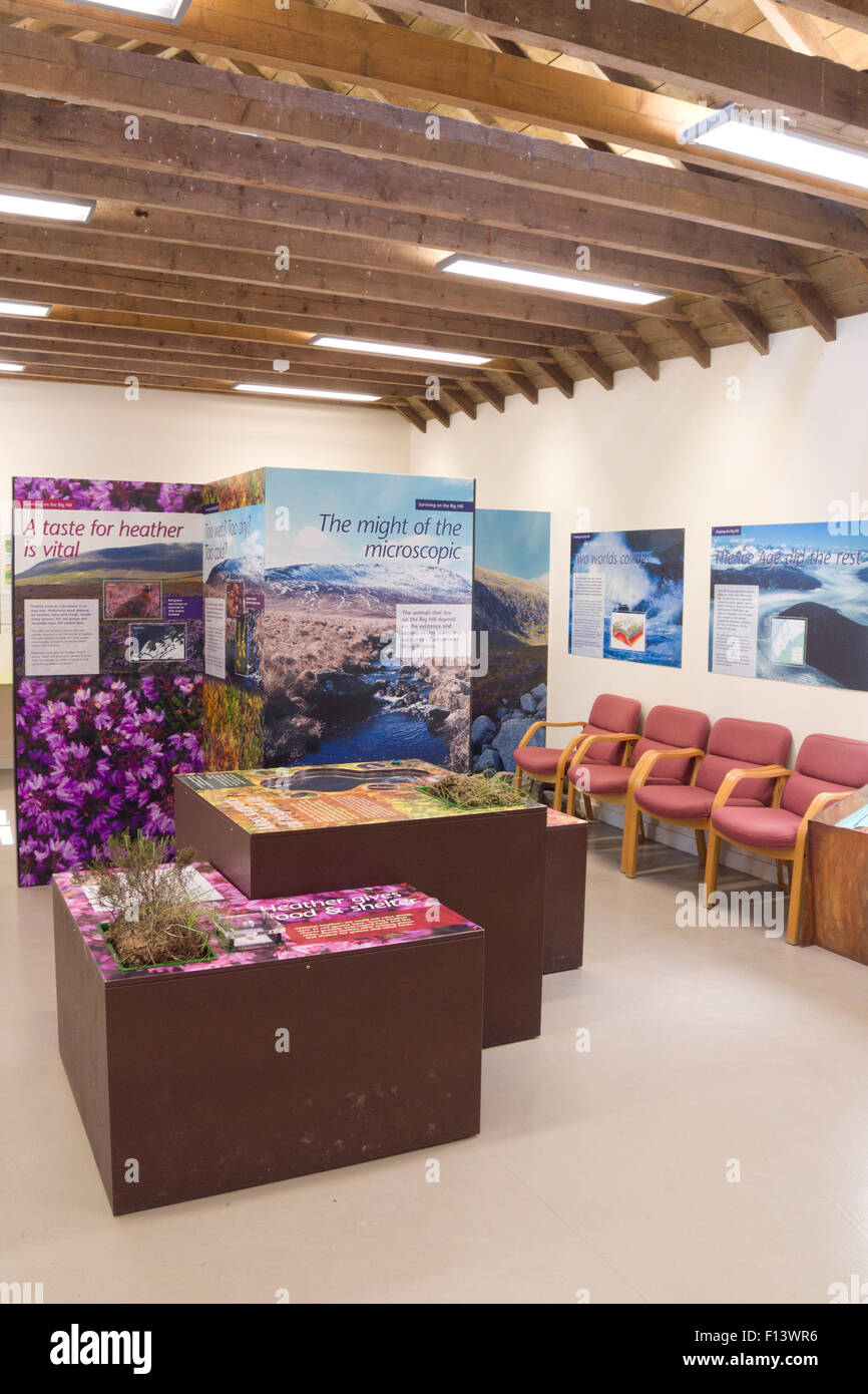 Interieur von Dromore Farm Visitor Centre, Cairnsmore der Flotte National Nature Reserve, Flotte Tal Dumfries & Galloway, Schottland Stockfoto