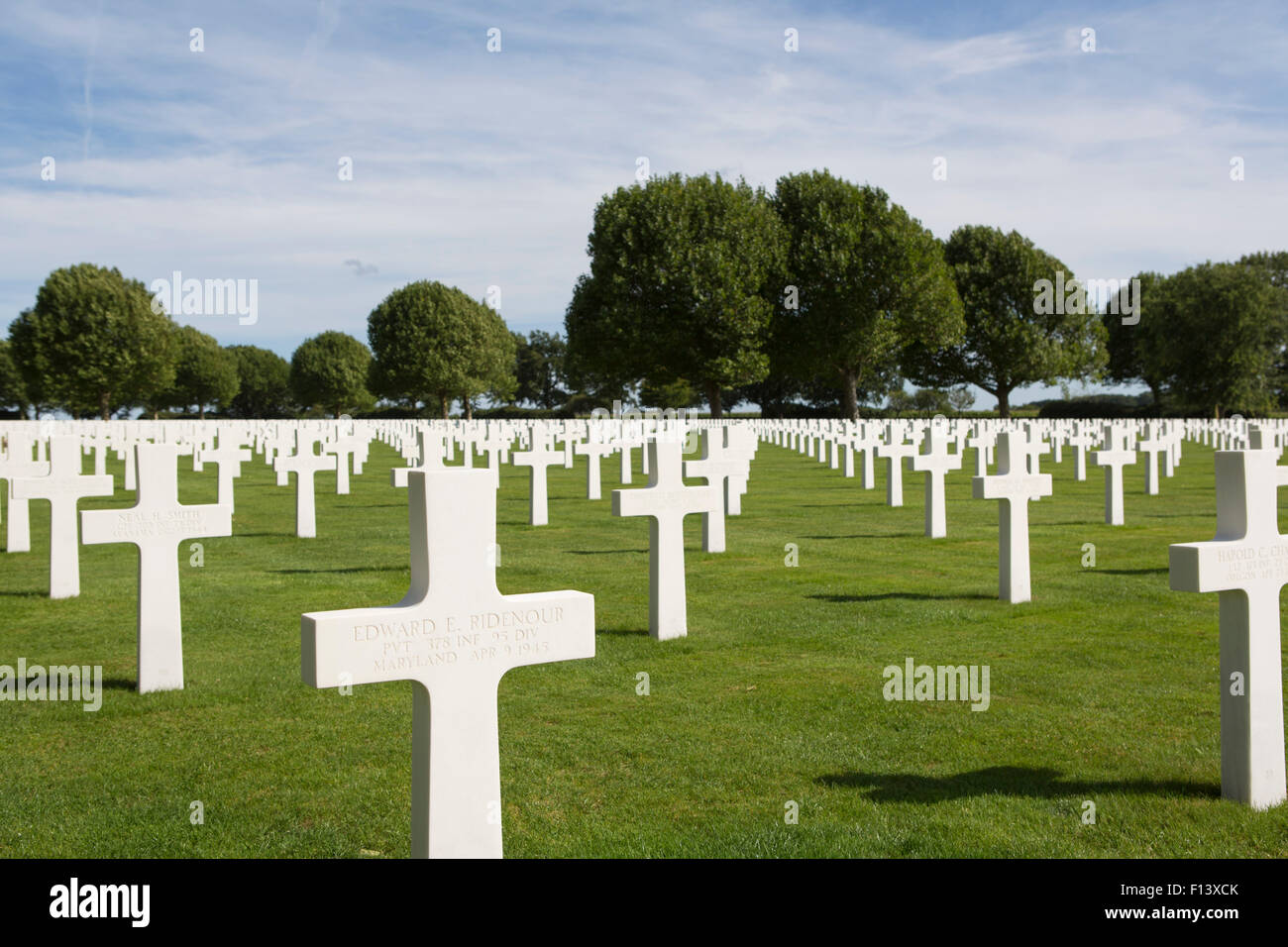 Gräber an der Niederlande amerikanischen Friedhof und Denkmal Stockfoto